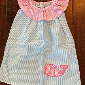 Girls Sear-sucker Sleeveless Dress. 3T